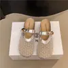 Pantuflas de malla transfronterizas de comercio exterior para verano, nuevas sandalias huecas elegantes para mujer, pantuflas planas Mary Jane
