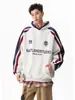 Sudadera con capucha de estilo americano, manga raglán, bloques de color, marca de tendencia para hombre, otoño, holgada, estilo universitario, sudadera con capucha versátil e informal
