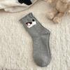 Coreia do Sul Meias Meias de Lã de Inverno Femininas Meias de Cachorro Pop Ciber Desenho Animado Enroladas Empilháveis Meias Moda Meias Zhuji