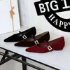 3686-K95 Zapatos de Mujer de Moda Estilo Francés con Hebilla de Pedrería, Punta Fina y Tacón de Cuña Bajo, Zapatos de Salón Cómodos de Tacón Bajo para Mujer
