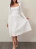 Vestido de mujer, moda primavera-verano 2025, cuello cuadrado, manga larga, informal, palabra A, vestido largo