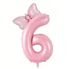 Decoración de Globo Digital con Lazo Rosa Atmósfera de Cumpleaños para Niña Accesorios para Fotos Decoración de Fiesta de Primer Cumpleaños de Bebé