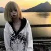 Sudadera con capucha fina estilo gótico oscuro americano para hombre y mujer, prenda exterior con estampado de tatuajes para otoño e invierno