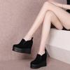 Botines Cortos de Nuevo Estilo Primavera con Aumento Interno de Altura de 12 cm, Cuña de Tacón Alto, Zapatos Casuales Versátiles de Estilo Coreano con Suela Gruesa para Mujer