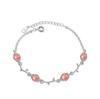 Pulsera de Cristal de Fresa Estilo Coreano Cristal Flor de Durazno para Mujer Chapada en Plata Simple Pulsera para Novia Hermanas Joyería de Piedra Lunar