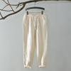L8104 Pantalones rectos simples japoneses para hombre, lino, cordón, color liso, pantalones casuales para hombre, entrega de una sola pieza