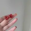 Pendientes Coreanos Nuevos de Amor Hueco Pintados de Plata de Ley 925 Elegantes Simples Otoño Invierno Pendientes de Año Nuevo Pendientes para Mujer