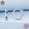 Evelle nuevo azul verde circonita finamente triturada hebilla de oreja plata de ley s925 chapado en platino aretes joyería mujer