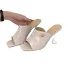 Pantuflas de tacón alto 2026 verano nueva moda punta abierta para exteriores zapatos de mujer camelia charol nicho comercio exterior zapatos de tacón alto