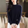 Suéter Feminino Gola Alta Meia Manga Tamanho Plus 2026 Novo Outono Inverno Solto Cor Sólida Camada Interna Malha Camada Base Top