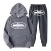 Sudadera con Estampado de Patrón de Prisión Demoníaca Clint419 Europeo y Americano Conjunto de Forro Polar para Hombre Venta al por Mayor Suelto Estilo Nuevo
