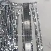 En stock 30cm borla lentejuelas láser encaje DIY decoración falda vestido baile latino accesorios ropa encaje al por mayor