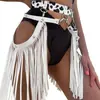 Cinturón Punk con Borlas Elegante Moderno Cinturón de Mujer Blanco Moda Femenina Cinturón Ajustable Estrella de Cinco Puntas Decorativa Cintura