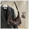 Bolsa de Axila Estilo Hong Kong Retrô Estilo Estrangeiro para Mulheres 2025 Verão Novo Estilo Simples Cor Pura Textura Versátil Bolsa de Ombro Único Transversal