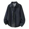 Camisa jeans de cor original de marca americana de moda de rua para homens, novo estilo outono/inverno 2026, corte solto, gola de lapela, jaqueta de camisa de manga comprida