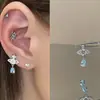 Lujo Ligero Zirconia Micro-Pavimentada Saturno Gota de Agua Clavo de Hélice Acero de Titanio Kawaii Saturno Perla Planeta Pendientes