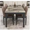Juego de mesa de comedor y sillas de pizarra estilo italiano, mesa de comedor moderna para uso doméstico, madera maciza, tamaño pequeño, lujo ligero, mesa de comedor rectangular estilo occidental