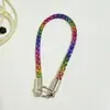 Cadena de Cuentas para Teléfono Móvil de Estilo Ins de Lujo Ligero a la Moda, Pulsera Pequeña Estilo Chanel, Llavero Cuadrado de Pedrería Corto de Alta Gama