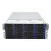 Servidor de armazenamento de dados 4U montável em rack com controlador duplo e array de discos de alta capacidade, oferecendo opções de 24/48/72/36 baias de disco.