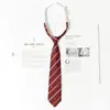 Corbata Jk Borgoña para Mujer, Estilo Japonés, Corbata de Rayas Perezosas Sin Nudo, Uniforme Académico, Foto de Graduación, Accesorio de Uniforme Escolar