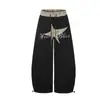 Nuevos Pantalones Deportivos de Calle Estilo Americano de Magic Bear con Parche de Leopardo Bordado, Diseño de Pierna Recta y Pantalones Anchos Curvos