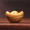 Adorno de Lingote de Oro de Sándalo Verde, Juguete de Madera para Sostener en la Mano, Regalo de Tesoro Dorado