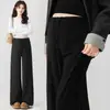 Pantalones de maternidad holgados para otoño e invierno, estilo nuevo, pantalones de pierna ancha de cachemira sintética, estilo coreano, suaves y cómodos, con forro polar, pantalones casuales de pierna recta