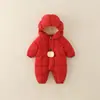 Mameluco para Bebés Niños y Niñas, Forrado de Polar Espeso para Invierno Ropa de Exterior, Conjunto de Invierno para Recién Nacidos, Traje para Gatear, Rojo