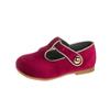 Sapatos Infantis Coreanos para Meninas, Outono e Inverno Veludo Doce Mary Jane Nicho Bebê Menina Antiderrapante Vermelho Sapatos de Princesa