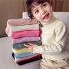 [em estoque suéter gola alta para meninas infantil outono e inverno peça única suéter de veludo bebê estilo estrangeiro forrado com fleece espesso quente