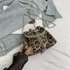 Bolsa Saco Estampa Leopardo Retrô Transversal para Comércio Exterior Transfronteiriço Moda Feminina Versátil Bolsa de Ombro com Corrente Bolsa de Mão Casual