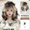 Gato Rosa SiamésPeluca corta rizada para mujer, degradado de rosa a negro, con parte superior voluminosa, hecha con cabello sintético que imita el cabello humano real, estilo de peluca completa