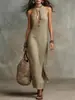 Comercio Exterior Transfronterizo Europeo y Americano Sitio Independiente de Amazon Nuevo Estilo Elegante Cuello Halter Sin Mangas Vestido Largo Ropa para Mujer