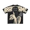 Camisa Casual de Manga Corta para Hombre con Estampado de Letras y Personajes de Moda Europea y Americana, Estilo Hip-Hop Gótico con Estampado de Patrones Grandes Punk
