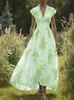 Bestseller do site independente da Amazon de e-commerce transfronteiriço europeu e americano de 2026: Vestido longo estampado sexy decote V estilo palácio