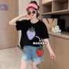 Camiseta Feminina de Verão Dupla Face com Lantejoulas de Morango Estilo Coreano 2026 Versátil Manga Curta Absorvente de Suor Venda por Atacado