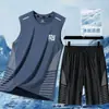 [Seleccionado] Chaleco Traje Deportivo Hombre Secado Rápido Fitness Hombre 2025 Nuevo Verano Chaleco de Seda de Hielo Pantalones Cortos