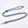 Cordón de jade hecho a mano con forma de círculo de jade Bashan y cuerda ajustable de estilo étnico de ébano y seda plateada.