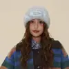 Gorro de Punto Sencillo Estilo Coreano con Letras para Mujer, Gorro Grueso Cálido de Otoño e Invierno, Gorro de Punto para Pareja, Hace que la Cara Parezca Más Pequeña