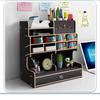 Caja de Almacenamiento Estilo Nórdico de Madera Caja Organizadora de Marcadores de Escritorio Caja Plegable de Oficina con Múltiples Compartimentos de Madera