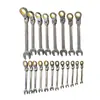 Llave de carraca métrica con cabeza giratoria de níquel gris Acero de alto carbono con cabeza giratoria Cromado pulido Herramienta de reparación de llave de carraca