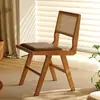 Cadeira de Jantar Mid-Retro em Madeira Maciça Cor Nogueira Encosto de Rattan Quarto Casa Bolsa Macia Mesa Chandigarh Banco de Maquiagem