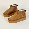 9992 Botas de Nieve Nuevas para Mujer Primavera y Invierno 2025 Zapatos de Algodón Estilo Coreano Casual Forradas de Felpa Color Sólido Aumentadoras de Altura Cálidas de Caña Media Botas de Algodón