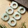 Colgante Anillo Gato Verde Tianshan de Jade de Seda Dorada Natural, Colgante Gato Oreja de Gato Flor Flotante de Jade, Collar Estilo Pareja Cabeza de Gato
