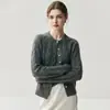 Cardigan de Lã Quefei Estilo Old Money Vintage Tricô de Ponto Trançado em Cashmere para Mulheres, Gola Redonda, Espessado, com Botões de Pérola, Casaco de Lã