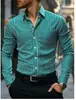 Camisa de cuadros retro americana de manga larga con textura, nueva camisa casual holgada a cuadros con cuello de solapa para primavera y otoño para hombre