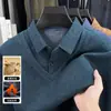 Contiene Lana y SedaCuello en V Falso Dos Piezas Camisa Cálida Suéter Engrosado con Felpa Ropa de Papá Camisa Cálida