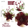 Decoraciones Navideñas Nuevas Personalizadas al por Mayor Transfronterizas: Plantas en maceta de Flor de Pascua artificial con bayas rojas, piñas y adornos de mesa de arpillera