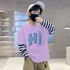 Camiseta Casual Divertida para Meninos Estilo Novo Primavera e Outono Estampa de Desenho Camisa Base Algodão Puro Respirável Manga Longa Camiseta Tendência