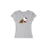 Camiseta de manga raglán corta de lunares gris para mujer, nuevo estilo de verano, estampado de Hello Kitty de dibujos animados, corte ajustado, top favorecedor para mujer